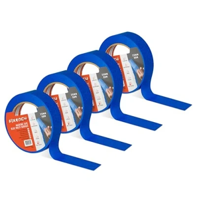 Abbildung von Fixency 4x Malerkrepp (25 mm x 50 m) I Kreppband Blau für Malerarbeiten und Renovierungen Abklebeband zum Streichen, Lackieren, Renovieren