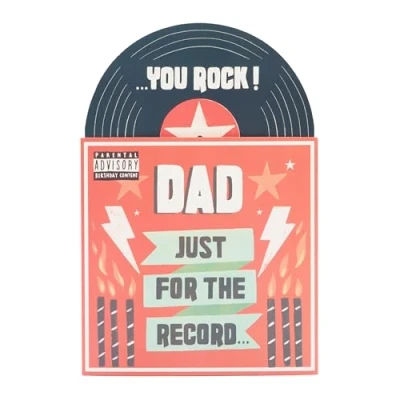 Abbildung von UK Greetings Geburtstagskarte für Papa Pop Up Vinyl Schallplatten Design