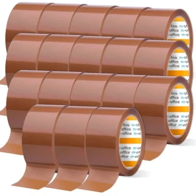Abbildung von m office Klebeband, braunes Rolle für Kartonverpackungen, Versand, Umzug und Handwerk, sichere robuste Versiegelung, Klebeband (18 Stück, 36 mm x 120 m)