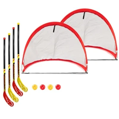 Abbildung von Bandito Hallenhockeyschläger Sport FunHockey Schläger 2 x 2er Set + Pop up Tor Maxi.