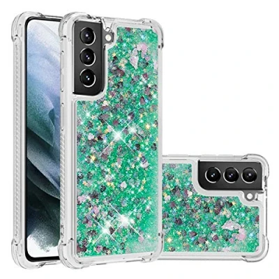 Abbildung von KBIKO zxl Kompatibel mit für Samsung Galaxy S21 Plus 5G Glitzer Hülle, Handyhülle TPU Silikon Cover Erhöhte Kanten Flüssigkeit Treibsand Schutzhülle 5G.Green YBL
