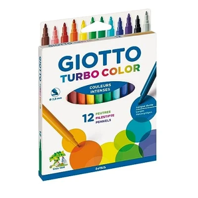 Abbildung von GIOTTO 0719 00 Turbo Color Fasermaler, Buchstabendruck, Mehrfarbig, 12 Farben