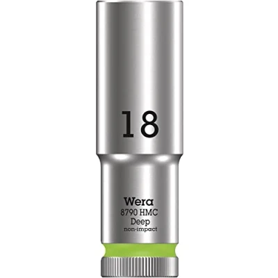 Abbildung von Wera 05004558001 8790 HMC Deep Steckschlüsseleinsatz 1/2&quot;, Leuchtgrün, 18.0 mm