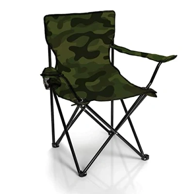 Abbildung von BigDean Faltstuhl Tarnmuster Camouflage Campingstuhl Anglerstuhl mit Getränkehalter&amp; Tragetasche Anglersessel klappbar Klappstuhl Gartenstuhl Relaxsessel Angelsessel faltbar