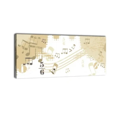 Abbildung von Leinwandbild Panorama Nr. 113 Musik 100x40cm, Keilrahmenbild, Bild auf Leinwand, Noten Melodie Beige