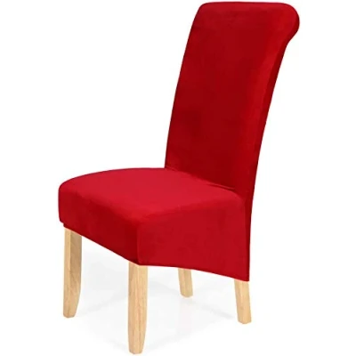Abbildung von Homaxy Samt Stuhl Deckt Satz von 2, Stretch Esszimmer Deckt, Spandex Plüsch Decken Große Protector (rot)