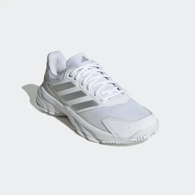 Abbildung von adidas Performance Courtjam Control Multicourt Tennisschuh cloud white silver metallic grey one, Damen, Größe: 42 Schuhe