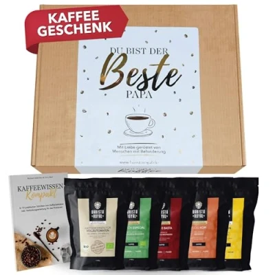 Abbildung von Kaffee Geschenkset (5 x 100g) Vatertagsgeschenk/Geschenkidee Vatertag Geschenk Bester Papa gemahlen