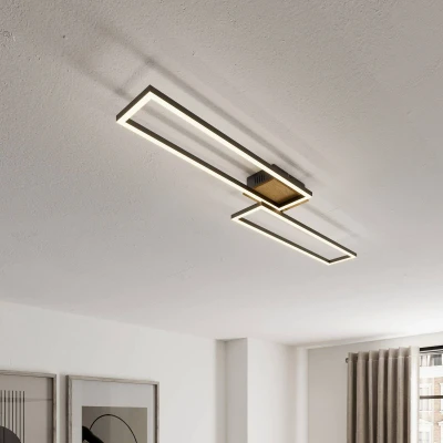 Abbildung von Briloner Leuchten LED Deckenleuchte 3145014 FRAME, CCT über Fernbedienung, Nachtlichtfunktion, Timerfunktion, fest integriert, Kaltweiß, Neutralweiß, Tageslichtweiß, Warmweiß, Deckenlampe, 110x24,8x8,5cm, Schwarz, 40W, Wohnzimmer, Schlafzimmer