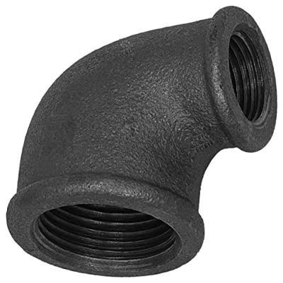 Abbildung von Gewinde Fitting Verschraubung aus Temperguss schwarz Winkel 90 reduzierend 2&quot; auf 1&quot; Rohr Zoll Innengewinde IG Nr. 90r