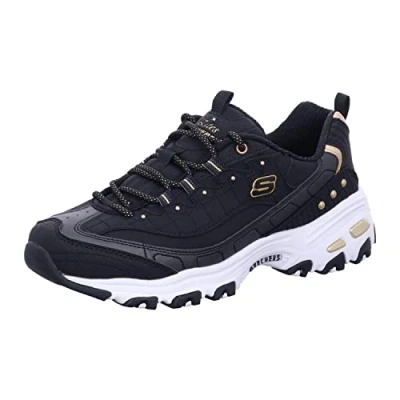 Abbildung von Skechers Sport D&#039;LITES Sneaker low, Damen, Größe: 39.5, Black duraleather gold trim Schuhe