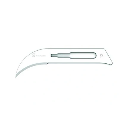 Abbildung von Gima Sterile Klingen aus rostfreiem Edelstahl mit abgerundeter Standardspitze, zum Einmalgebrauch, Nr. 12, 100 einzeln verpackte