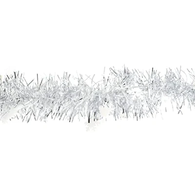 Abbildung von Creativery Girlanden, Weihnachtsgirlande Lametta 8cm x 2m inkl. Schneeflocken Silber / Weiß