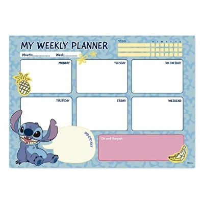 Abbildung von Grupo Erik Wochenplaner Block A4 Kalender Planer Disney Stitch Tischplaner Tischkalender ohne Datum Schreibtischunterlage Papier