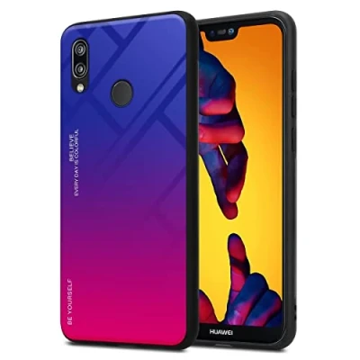 Abbildung von Cadorabo Hülle kompatibel mit Huawei P20 LITE 2018 / NOVA 3E Schutzhülle TPU Silikon Case Glas Slim Kratzfest Weiche Gummi Rundumschutz für in Schwarz