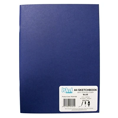 Abbildung von West Design RS261858 1 Skizzenbuch DIN A4 Format, geheftet, 140 g, matt, Malen, Zeichnen und Schreiben, blau