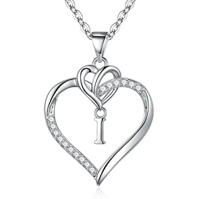 Abbildung von TINGN Kette Damen Silber mit Buchstaben, Buchstabenkette CZ Herz Anhänger für Frauen Buchstaben I Herzkette Mädchen Schmuck Hochzeitsgeschenk Geburtstagsgeschenk
