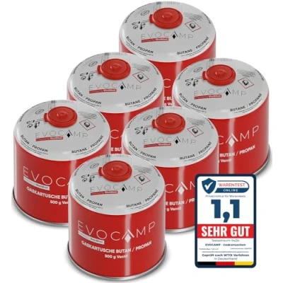 Abbildung von 6x Butangas Kartuschen 500g, Schraubkartusche mit Butan/ Propan Gas 899 ml, Gaskartusche EN417, Ventilkartusche Schraubverschluss, Kartusche Camping Gas, Gaskartuschen Schraubventil