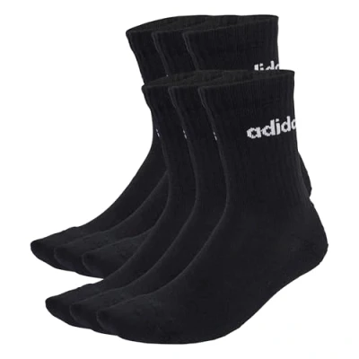 Abbildung von adidas Unisex LINEAR CREW SOCKS CUSHIONED 6 PAIR PACK, Black/White, 5 Years