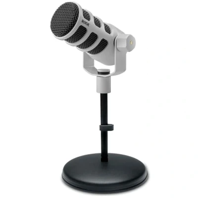 Abbildung von RØDE Mikrofon Rode Podmic USB Weiss mit Tisch Stativ (Set), hochwertiges