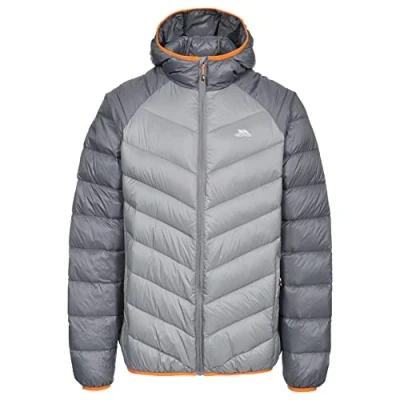 Abbildung von Trespass Rusler, Storm Grey, S, Warme Daunenjacke mit Kapuze, 90% Daunen für Herren, Small, Grau