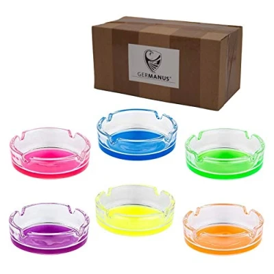 Abbildung von GERMANUS 6 x Aschenbecher aus Glas für Zigaretten, Bunt