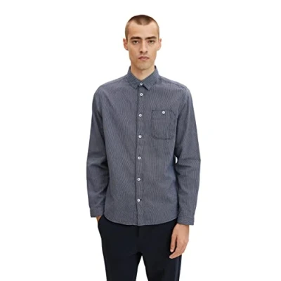 Abbildung von TOM Tailor Hemd, Herren, Größe: Medium, Navy white structure