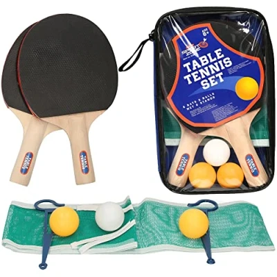 Abbildung von A bis Z Tischtennis Set enthält 2 Schläger, 3 Bälle, Netz &amp; Ständer Verpackung, Mehrfarbig, One Size, 06366