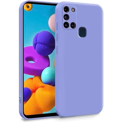 Abbildung von MyGadget Hülle für Samsung Galaxy A21s Zweilagige Handyhülle mit Kameraschutz Cover Innenfutter &amp; Silikon außen Flieder