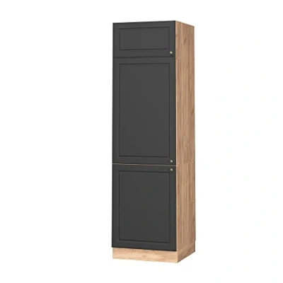 Abbildung von Vicco Kühlumbauschrank Fame Line, Anthrazit Gold/Goldkraft Eiche, 60 cm