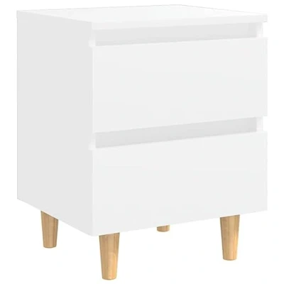 Abbildung von vidaXL Nachttisch mit Kiefernholz Beinen 2 Schubladen Nachtschrank Nachtkonsole Nachtkommode Schlafzimmer Schrank Kommode Weiß 40x35x50cm