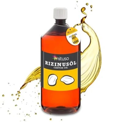 Abbildung von mituso Rizinusöl 1000 ml 100% reines kaltgepresstes Öl, nativ Ph. Eur., Wimpern Serum, Haaröl, natürliche Haarpflege