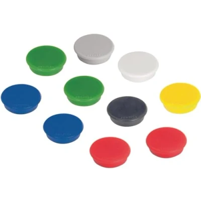 Abbildung von FRANKEN Magnet Ø 3,2 x 0,7 je 2x rot, grün, blau und 1x gelb, weiß, schwarz, grau