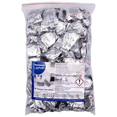 Abbildung von 50 WC Reiniger Tabs Toilettenreiniger Reinigungstabletten Urinsteinlöser á 25g, mit 3 Phasen Kraft