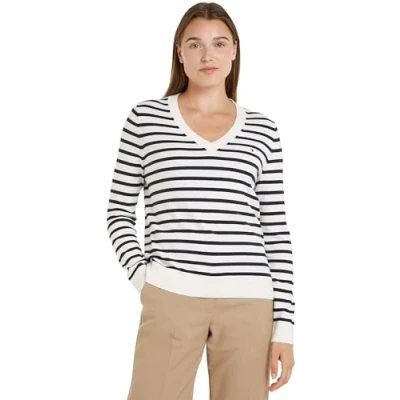 Abbildung von Tommy Hilfiger Stitch Strickpullover Ivory petal/desert sky, Damen, Größe: XS, sky