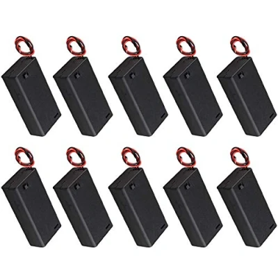 Abbildung von YIXISI 10 Stück 2x1.5V 3V AA Kunststoff Batteriehalter mit Hülle, Anschlusskabel und EIN/AUS Schalter, 2x Mignon &#039;AA&#039;, Batterie Halterung