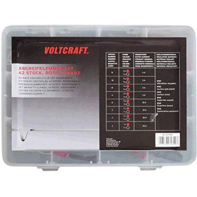 Abbildung von VOLTCRAFT 1417395 Krokodilklemmen Set Schwarz, Rot Länge: 230 mm 42 St.