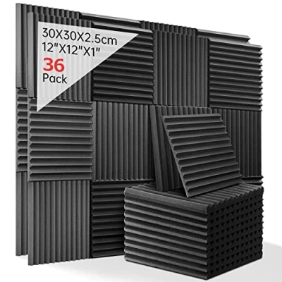 Abbildung von Schallabsorber Akustikschaumstoff, 36 Stück Acoustic Foam für Podcasts, Aufnahmestudios, Büros, Home Learning, Akkustik Schaumstoffmatte（30 x 30 2.5 cm）