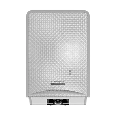 Abbildung von Automatischer Handseifen und Desinfektionsmittelspender aus der Kimberly Clark Professional ICON Serie (53694), mit silberfarbener Blende im Mosaikdesign; 1 Spender pro Verkaufseinheit