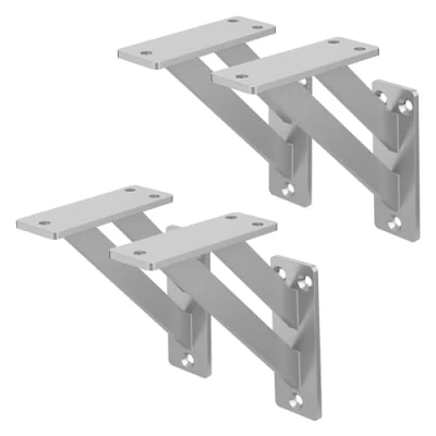 Abbildung von ML Design 4 Stück Regalhalterung 120x120 mm, Silber, Aluminium, Schwebende Regalhalterungen, Regalwinkel, Wandhalterung für Regalbrett, Regalträger Wandmontage, Wandregal Wandkonsole Regalstütze