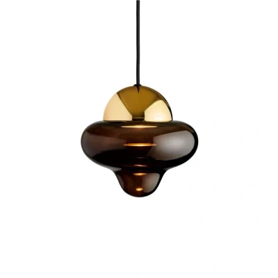 Abbildung von LED Hängeleuchte Nutty, braun / goldfarben, Ø 18,5 cm, Glas