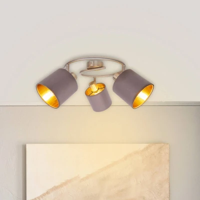 Abbildung von näve Deckenleuchte Maron, ohne Leuchtmittel, 2 flg. E14 Textilschirm braun Innenfarbe gold satin nickel