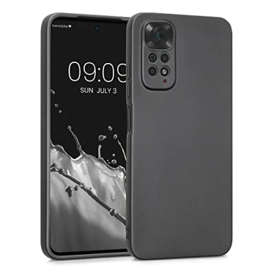 Abbildung von kwmobile Handyhülle kompatibel mit Xiaomi Redmi Note 11 / 11S Hülle weiche Silikon Case metallisch schimmernd in Metallic Grau