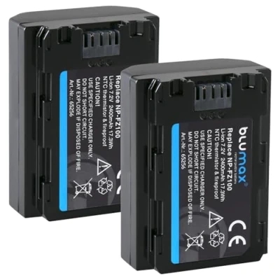 Abbildung von 2X Blumax Akku ersetzt Sony NP FZ100 2400mAh für Alpha FX30 7 IV 7c 7RIV 7RV 7RIII ZV E1 6600/6700