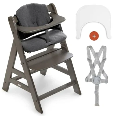 Abbildung von Hauck Hochstuhl Alpha Plus Charcoal im Sparset inkl. Sitzkissen und Click Tray Essbrett