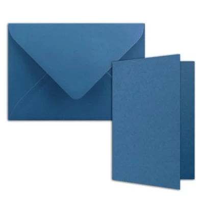 Abbildung von 50x DIN B6 Faltkarten Set mit Umschlägen in Royalblau (Blau) 120 x 170 mm ideal für Einladungskarten, Hochzeit, Taufe, Kommunion, Konfirmation Marke: FarbenFroh