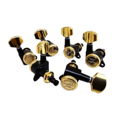 Abbildung von Guyker Stimmwirbel für Gitarren (6 rechts) 1:18 Lock String Tuning Key Pegs Maschinenkopf Ersatz ST TL SG LP Style Elektro , Folk oder Akustikgitarren Gold + Schwarz