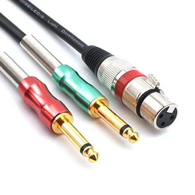 Abbildung von SiYear XLR Buchse zu Dual 6.35mm 1/4&quot; TS Y Splitter Kabel, Doppel Mono Stecker (1/4 Zoll) 3Pin Stereo Mikrofon Audio Konverter Kabel(6.6FT/2M)