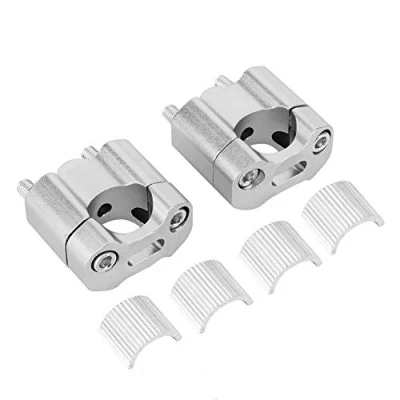 Abbildung von 1 Paar Lenkerklemme Riser, CNC Aluminiumlegierung Universal Lenkererhöhung Fat Bar Mount Clamp 22 mm und 28 mm(Silber)