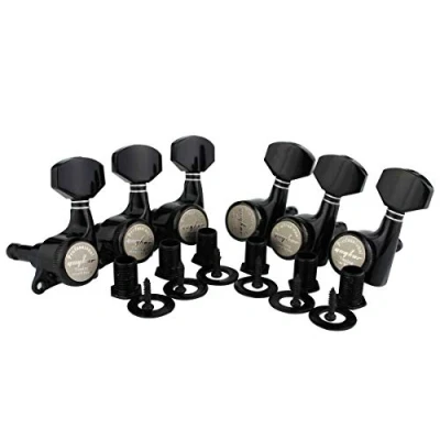 Abbildung von Guyker 6Pcs Guitar Locking Tuners (6 Left Handed) 1:18 Ratio Lock String Tuning Key Pegs Machine Heads with Hexagonal Handle Replacement for LP SG Style Electric, Folk or Acoustic Guitars Black